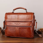 Sac bandoulière homme en cuir, tablette 10 pouces, zippé, marron