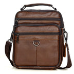 Sacoche bandoulière homme en cuir, avec ou sans détails métal, marron, détails métal
