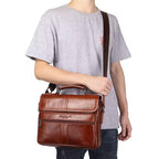 Sac bandoulière homme en cuir, tablette 10 pouces, zippé
