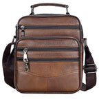 Sacoche bandoulière homme en cuir, avec ou sans détails métal, marron