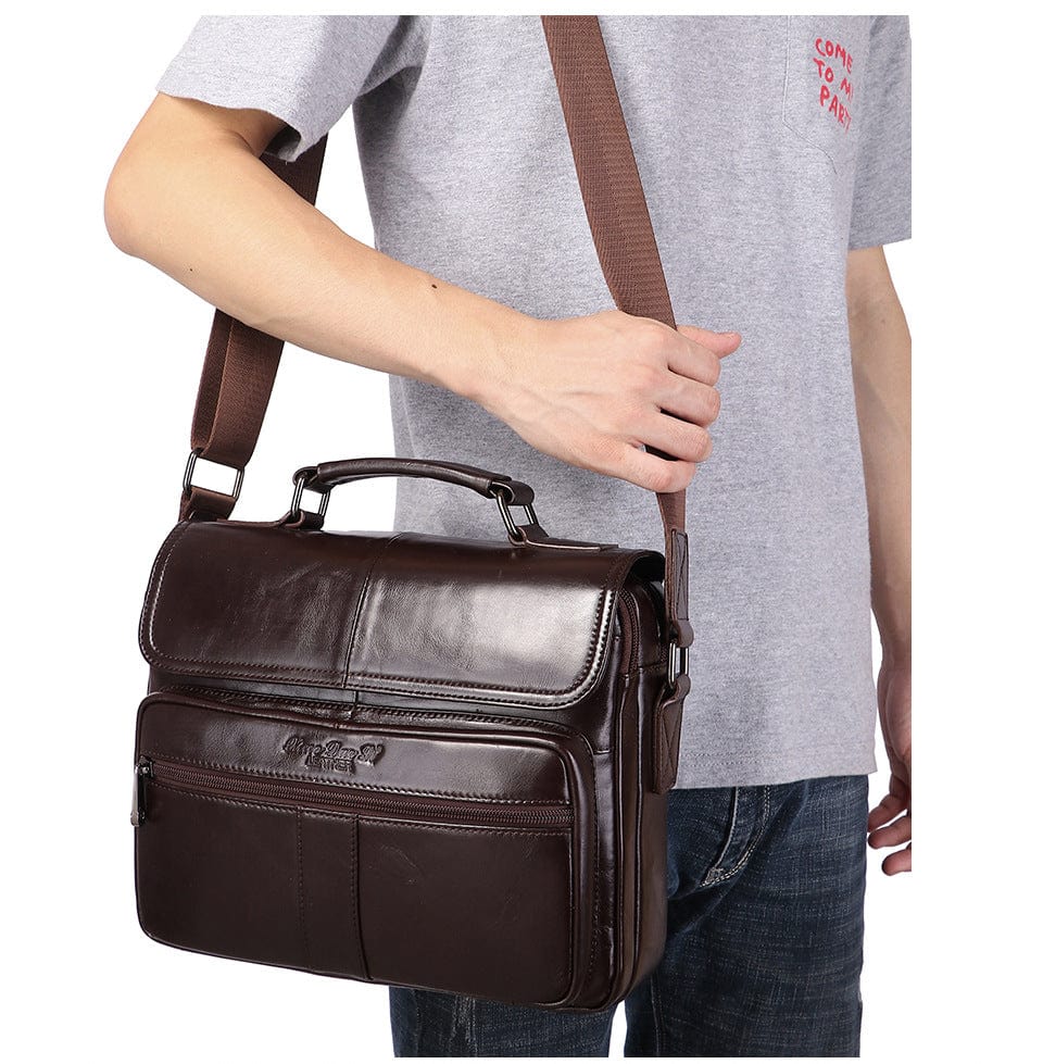 Sac bandoulière homme en cuir, tablette 10 pouces, zippé