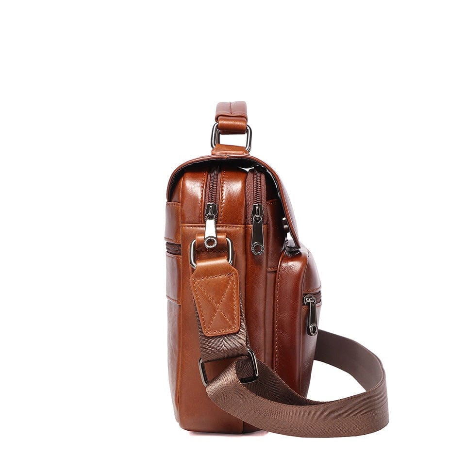 Sac bandoulière homme en cuir, tablette 10 pouces, zippé