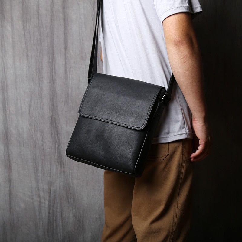 Sac bandoulière homme en cuir 25 x 29 cm, poches intérieures