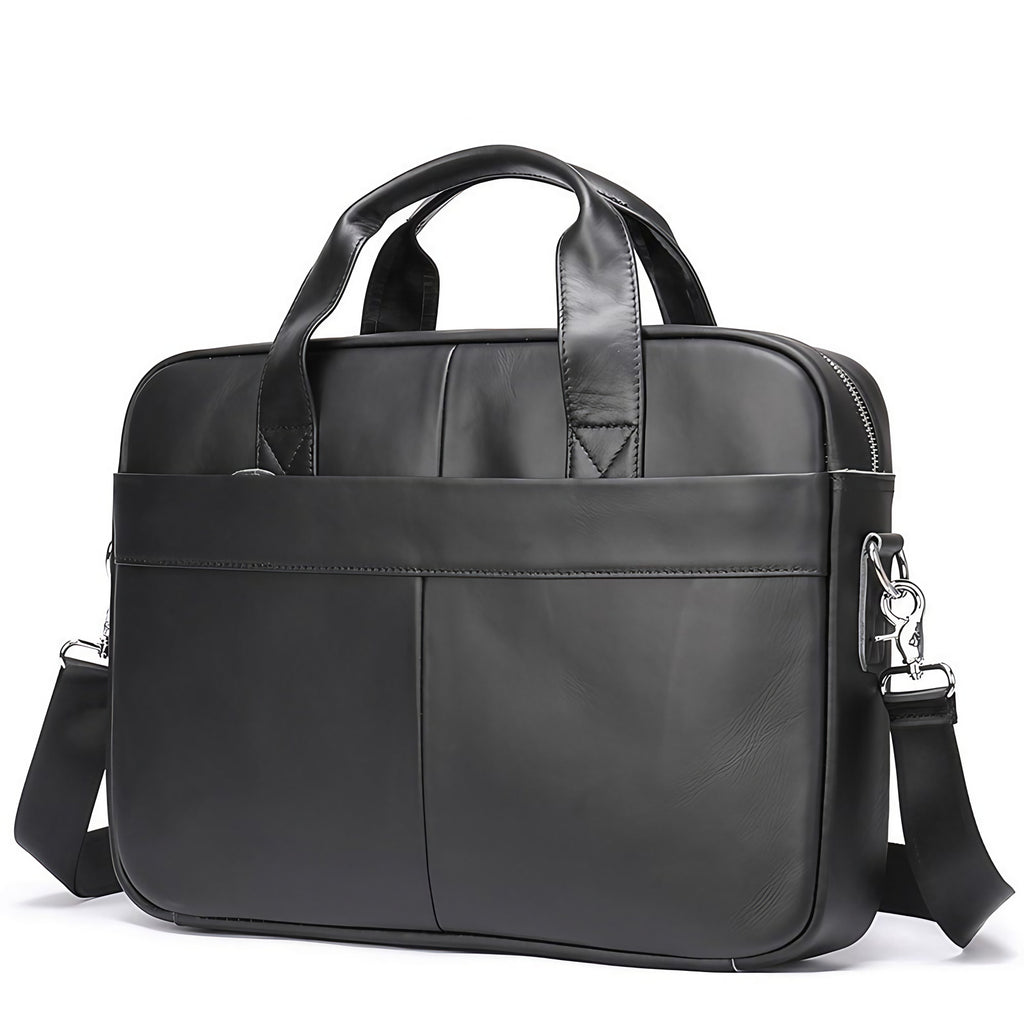 Sacoche bandoulière homme en similicuir, ordinateur 14 pouces, noir clair