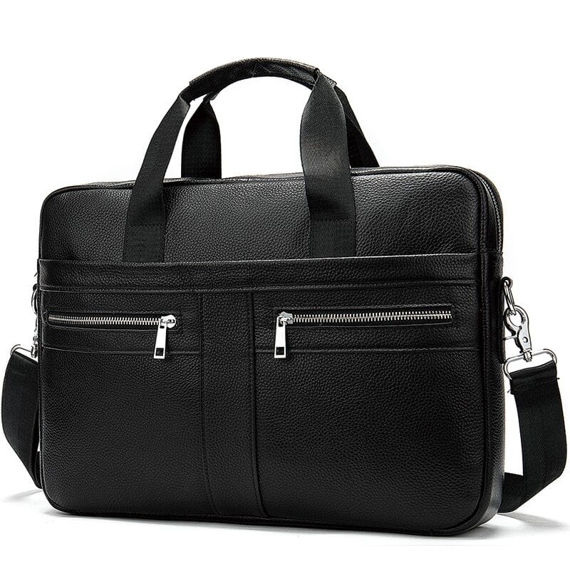 Sacoche bandoulière homme en similicuir, ordinateur 14 pouces, noir