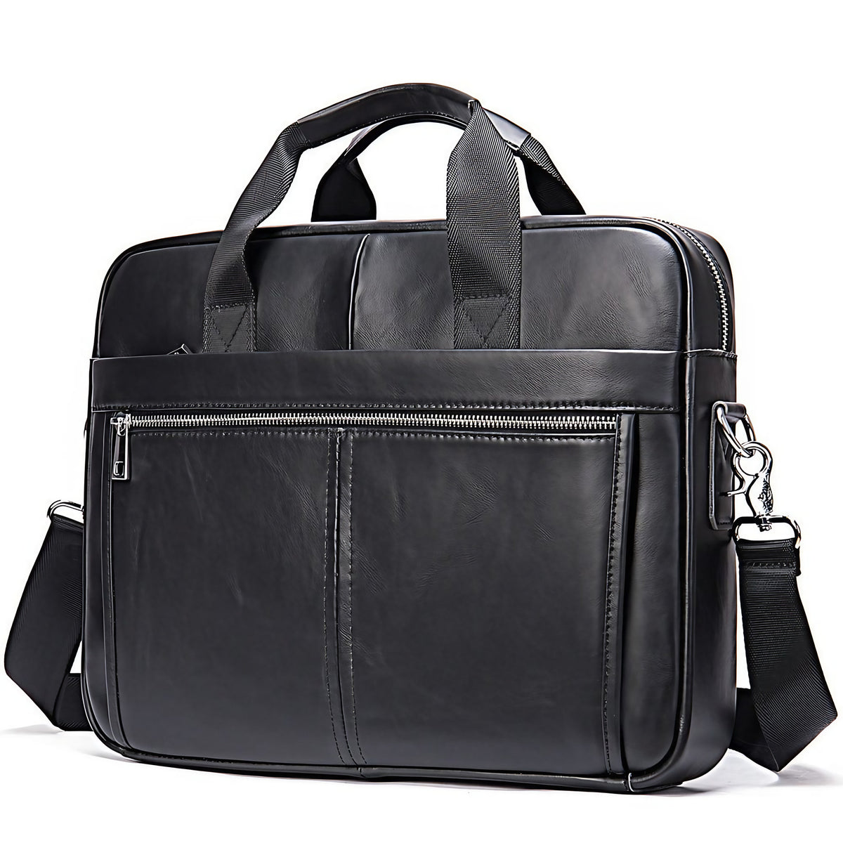 Sacoche bandoulière homme en similicuir, ordinateur 14 pouces, noir normal