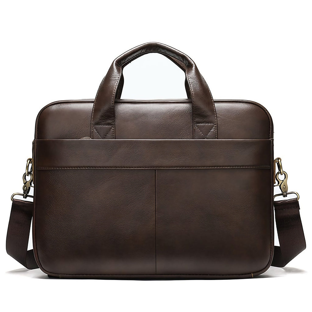 Sacoche bandoulière homme en similicuir, ordinateur 14 pouces, café
