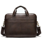 Sacoche bandoulière homme en similicuir, ordinateur 14 pouces, café