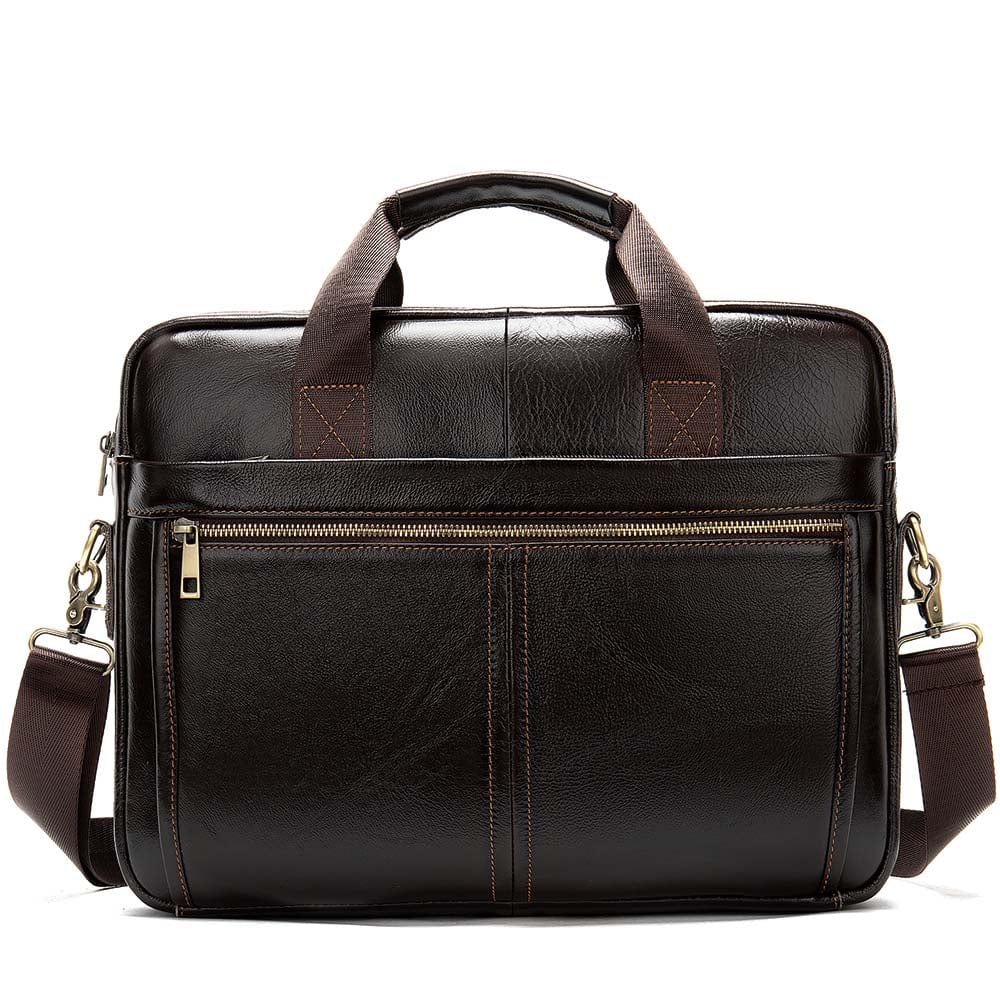 Sacoche bandoulière homme en similicuir, ordinateur 14 pouces, café marron