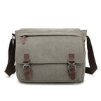 Sacoche bandoulière homme en toile, compartiments et poches, gris