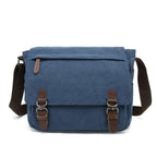 Sacoche bandoulière homme en toile, compartiments et poches, bleu