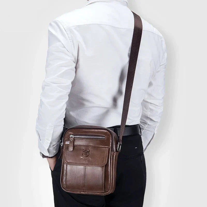 Sacoche bandoulière homme en similicuir, compacte, noir ou marron