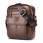 Sacoche bandoulière homme en similicuir, compacte, noir ou marron, marron