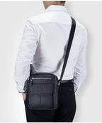 Sacoche bandoulière homme en similicuir, compacte, noir ou marron