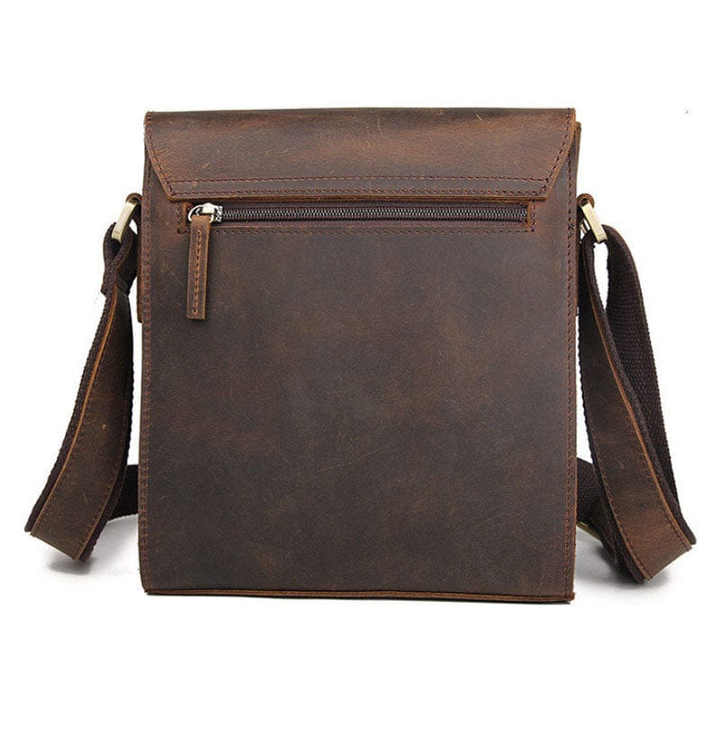 Sac bandoulière homme vintage en cuir, format tablette