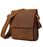 Sac bandoulière homme vintage en cuir, format tablette, marron