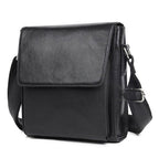 Sac bandoulière homme vintage en cuir, format tablette, noir