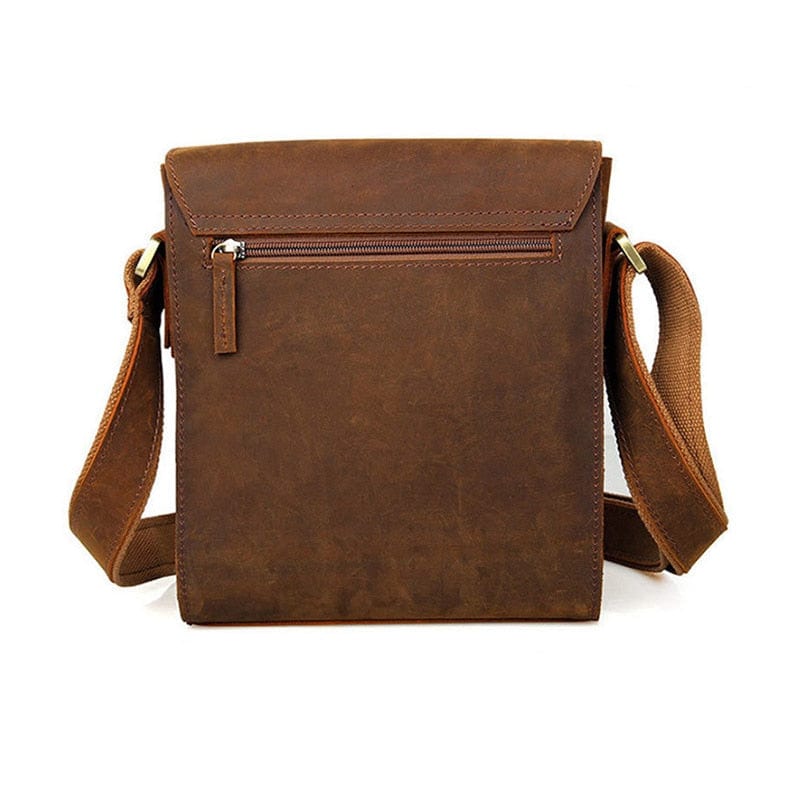 Sac bandoulière homme vintage en cuir, format tablette
