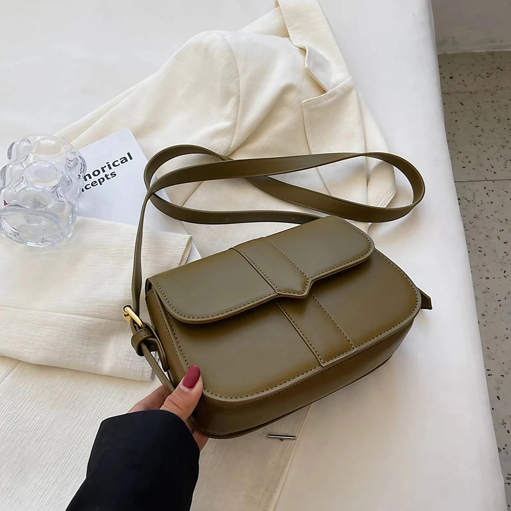 Sac bandoulière femme kaki, forme carrée à rabat, 20 x 14 cm, kaki