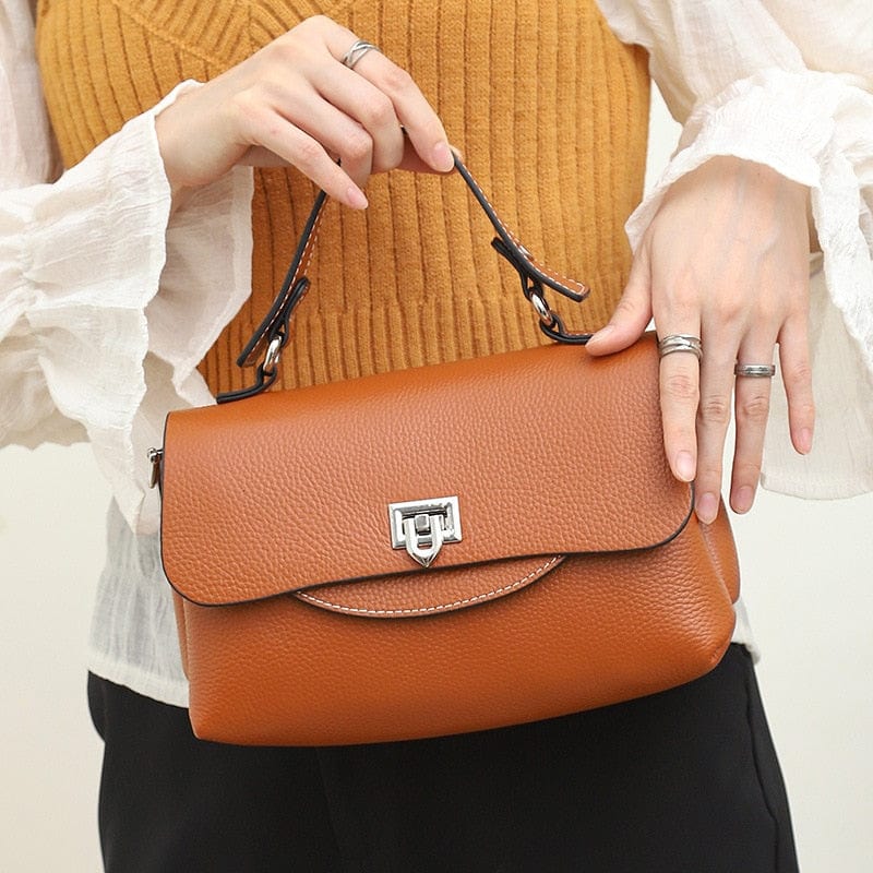 Sac bandoulière femme en cuir à bouton décoratif, huit coloris