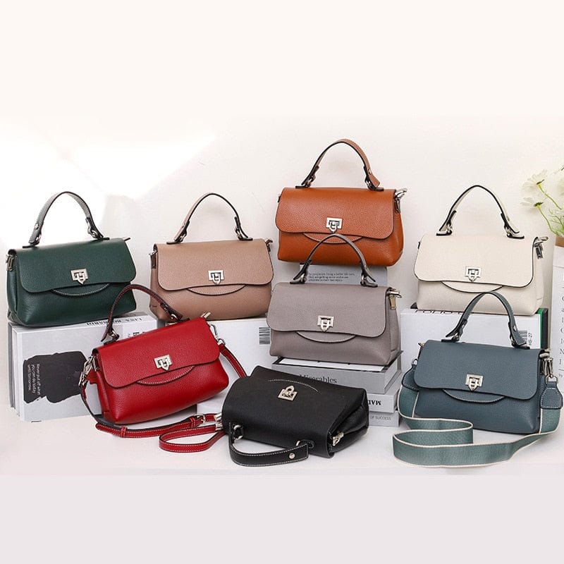 Sac bandoulière femme en cuir à bouton décoratif, huit coloris