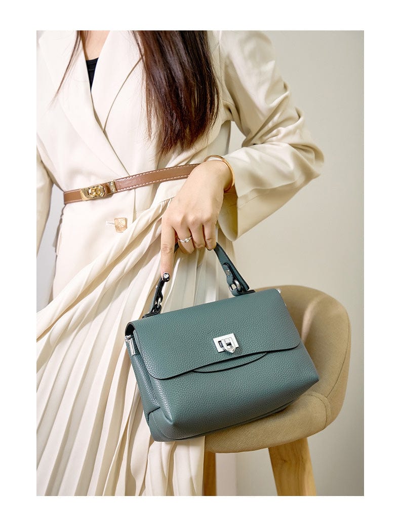Sac bandoulière femme en cuir à bouton décoratif, huit coloris