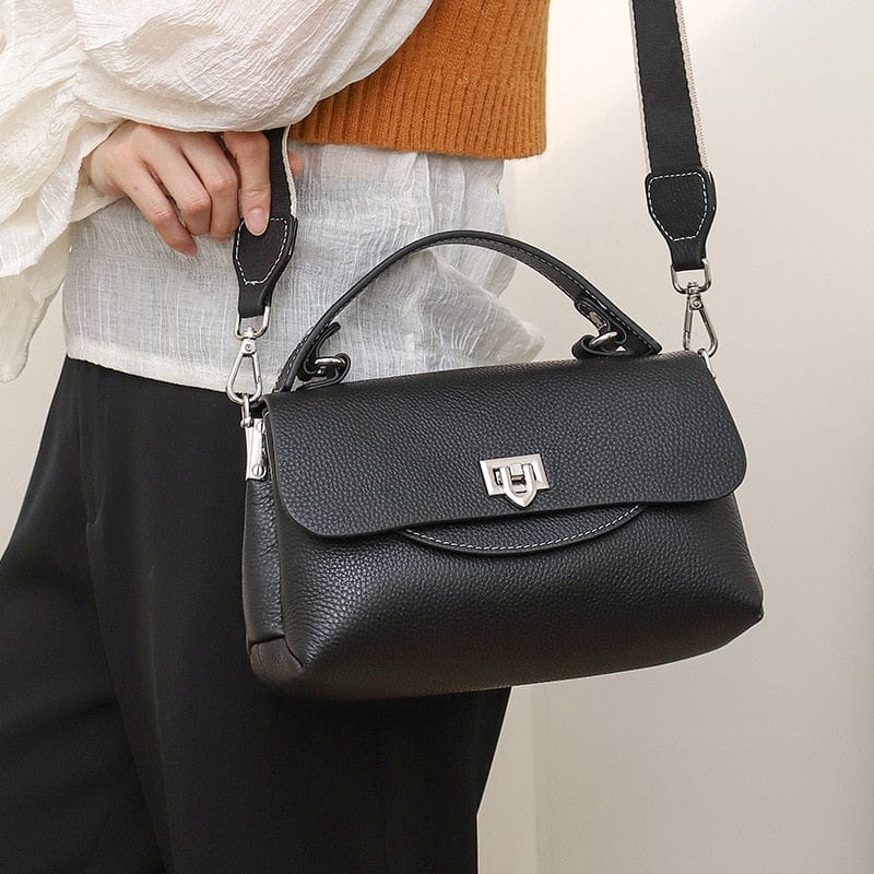 Sac bandoulière femme en cuir à bouton décoratif, huit coloris