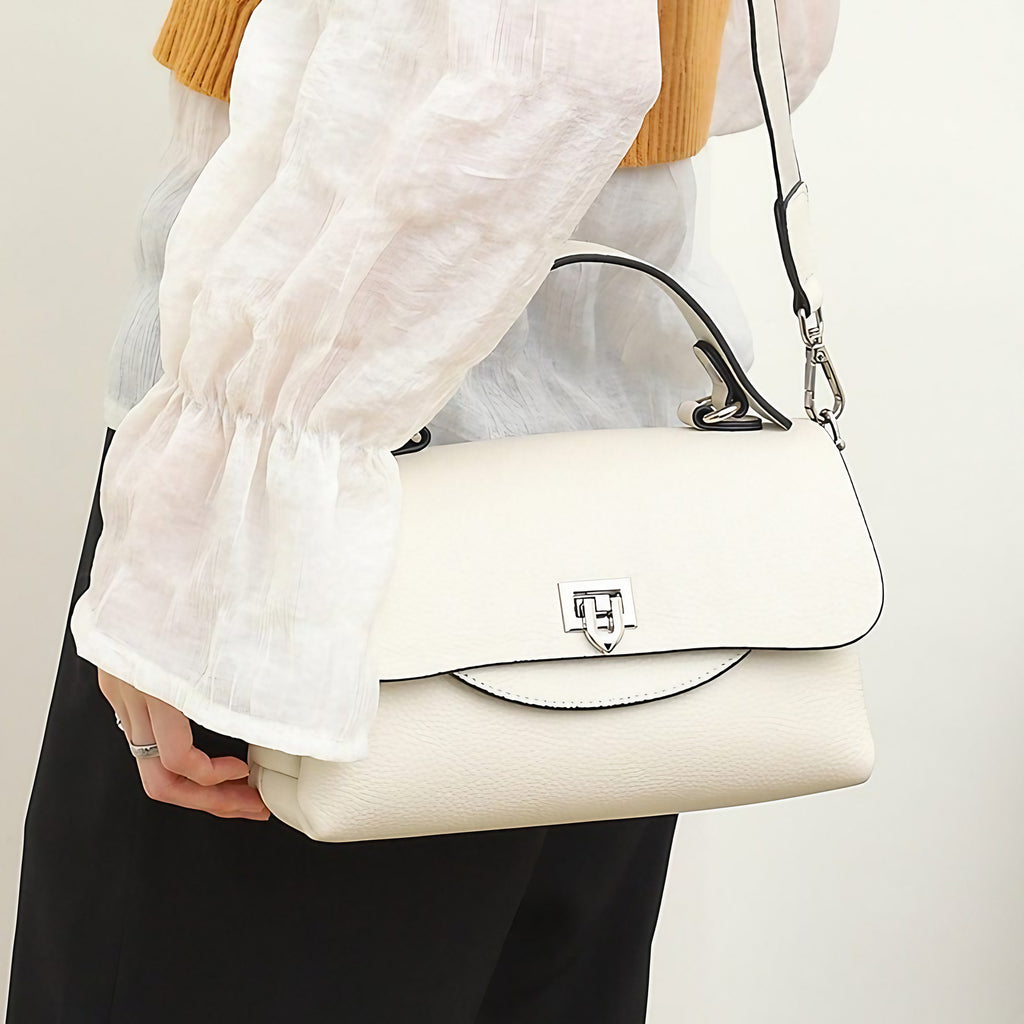 Sac bandoulière femme en cuir à bouton décoratif, huit coloris