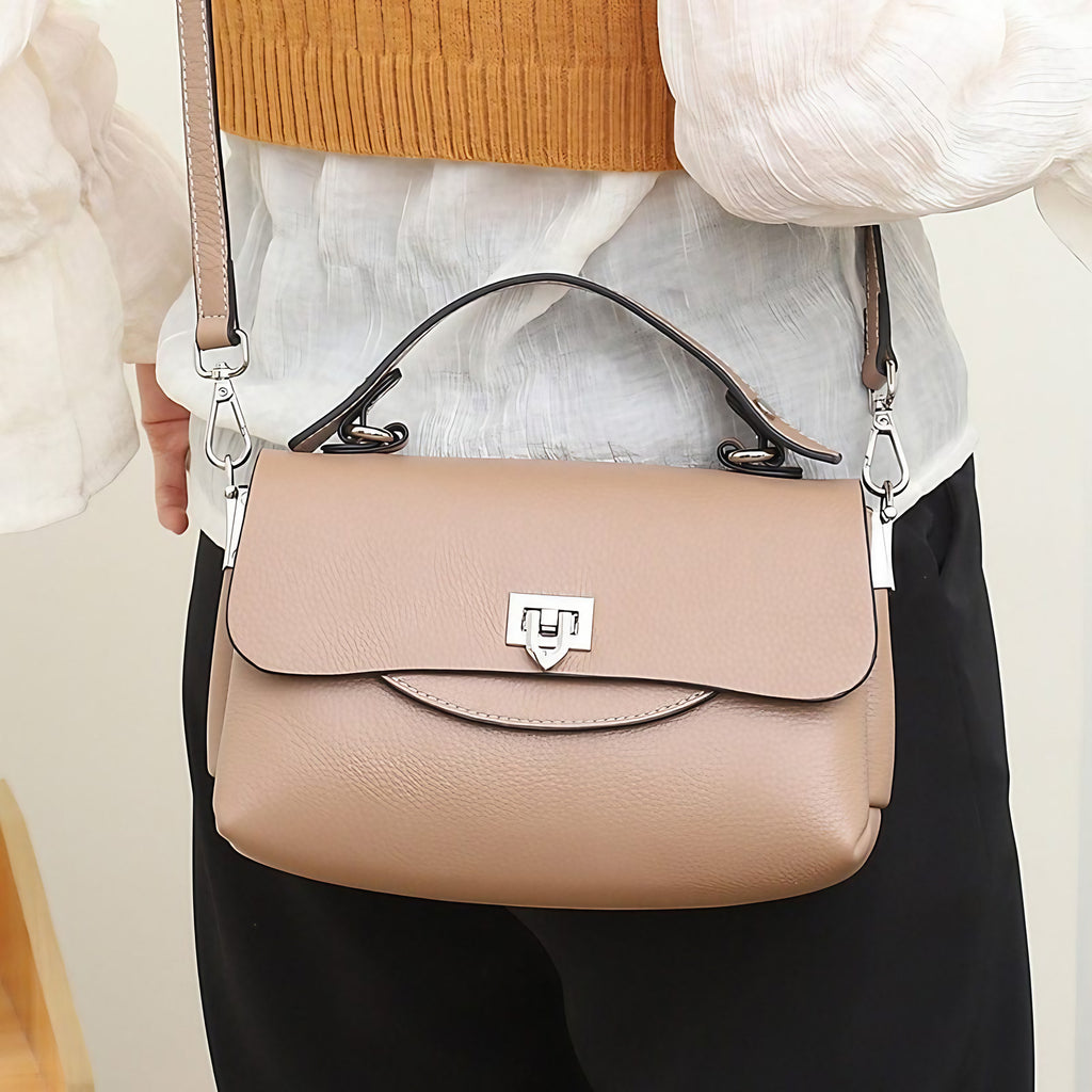 Sac bandoulière femme en cuir à bouton décoratif, huit coloris