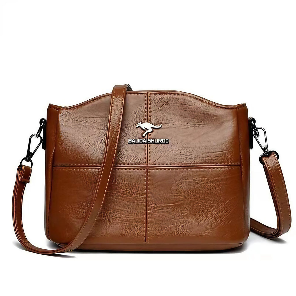 Sac bandoulière femme structuré, 23 x 18 x 13 cm, six coloris, marron