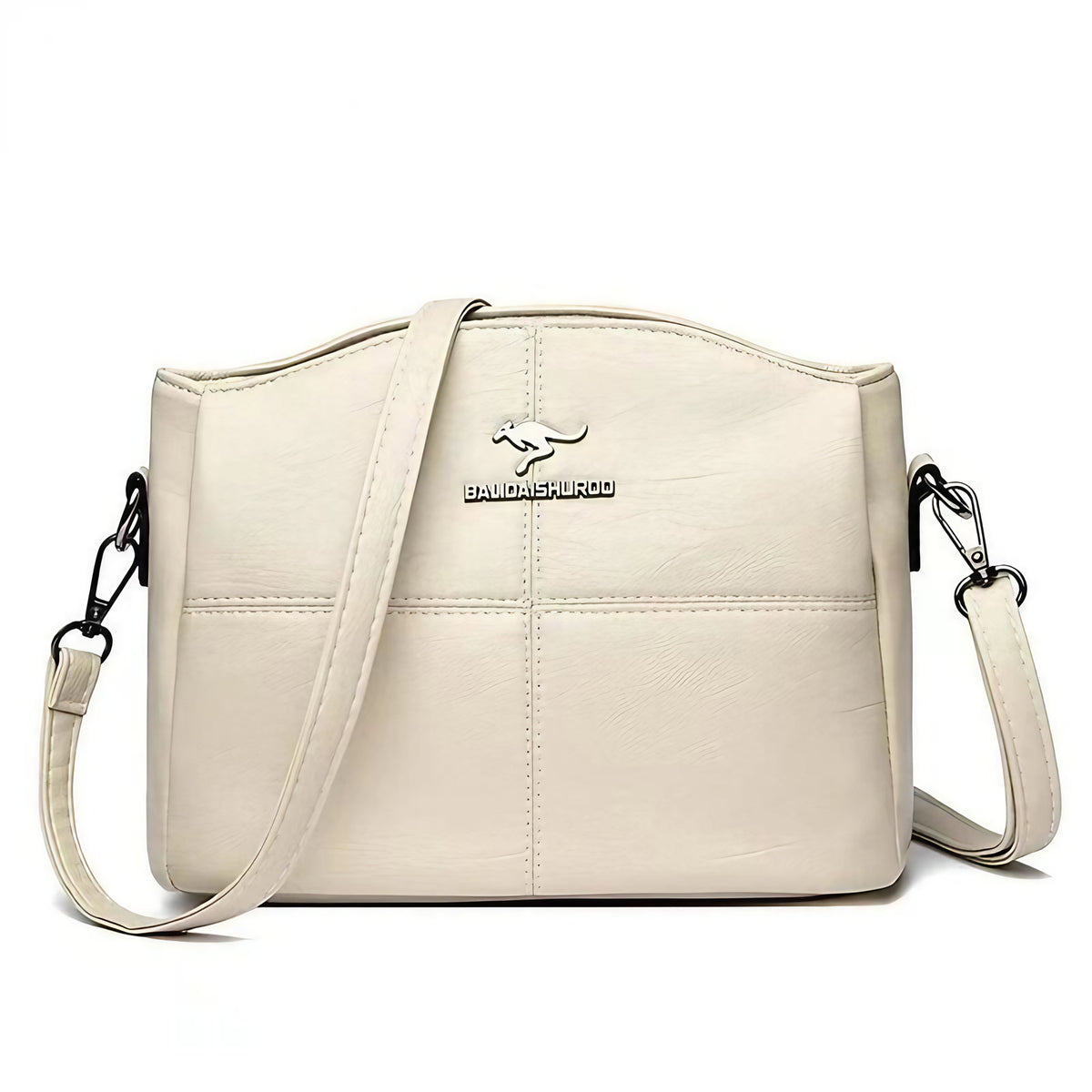 Sac bandoulière femme structuré, 23 x 18 x 13 cm, six coloris, blanc