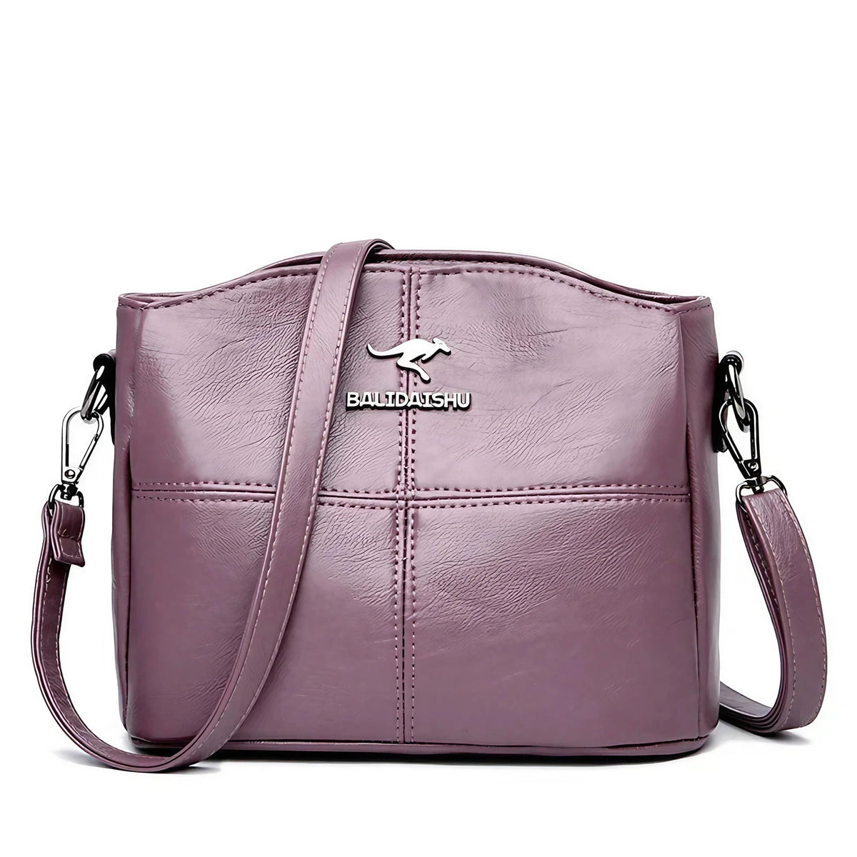Sac bandoulière femme structuré, 23 x 18 x 13 cm, six coloris, violet