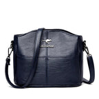 Sac bandoulière femme structuré, 23 x 18 x 13 cm, six coloris, bleu foncé