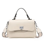 Sac bandoulière femme à trois compartiments zippés, aspect grainé, blanc