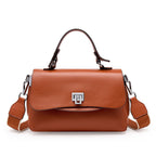 Sac bandoulière femme à trois compartiments zippés, aspect grainé, marron