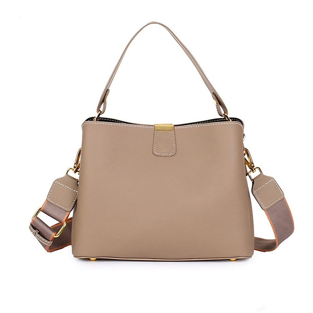 Sac bandoulière femme en cuir zippé, six coloris, gris