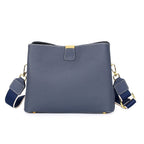 Sac bandoulière femme en cuir zippé, six coloris, bleu foncé