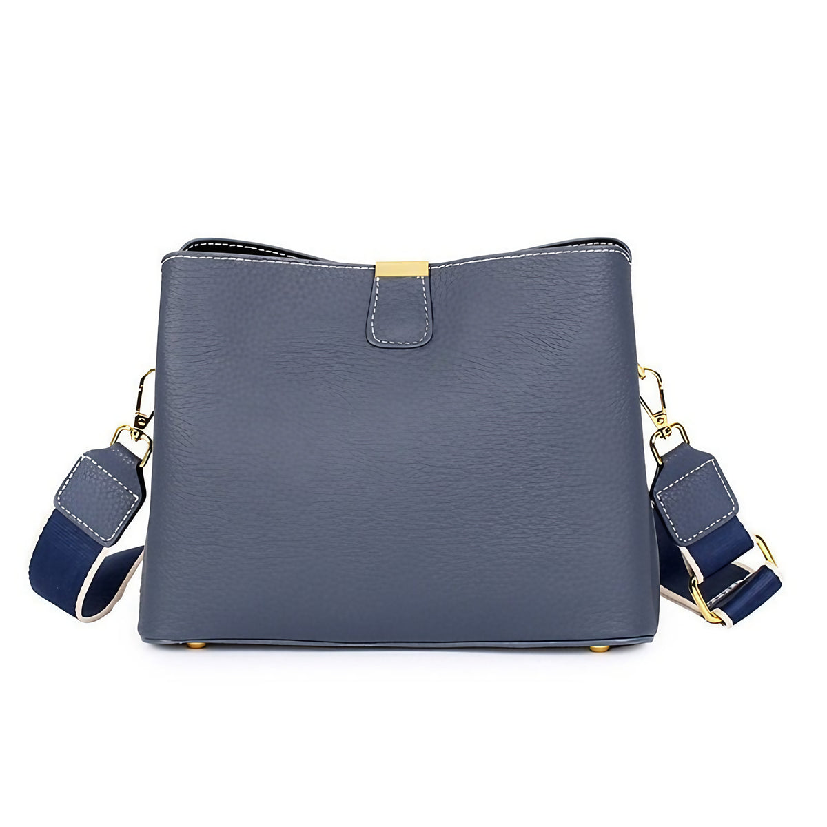Sac bandoulière femme en cuir zippé, six coloris, bleu foncé