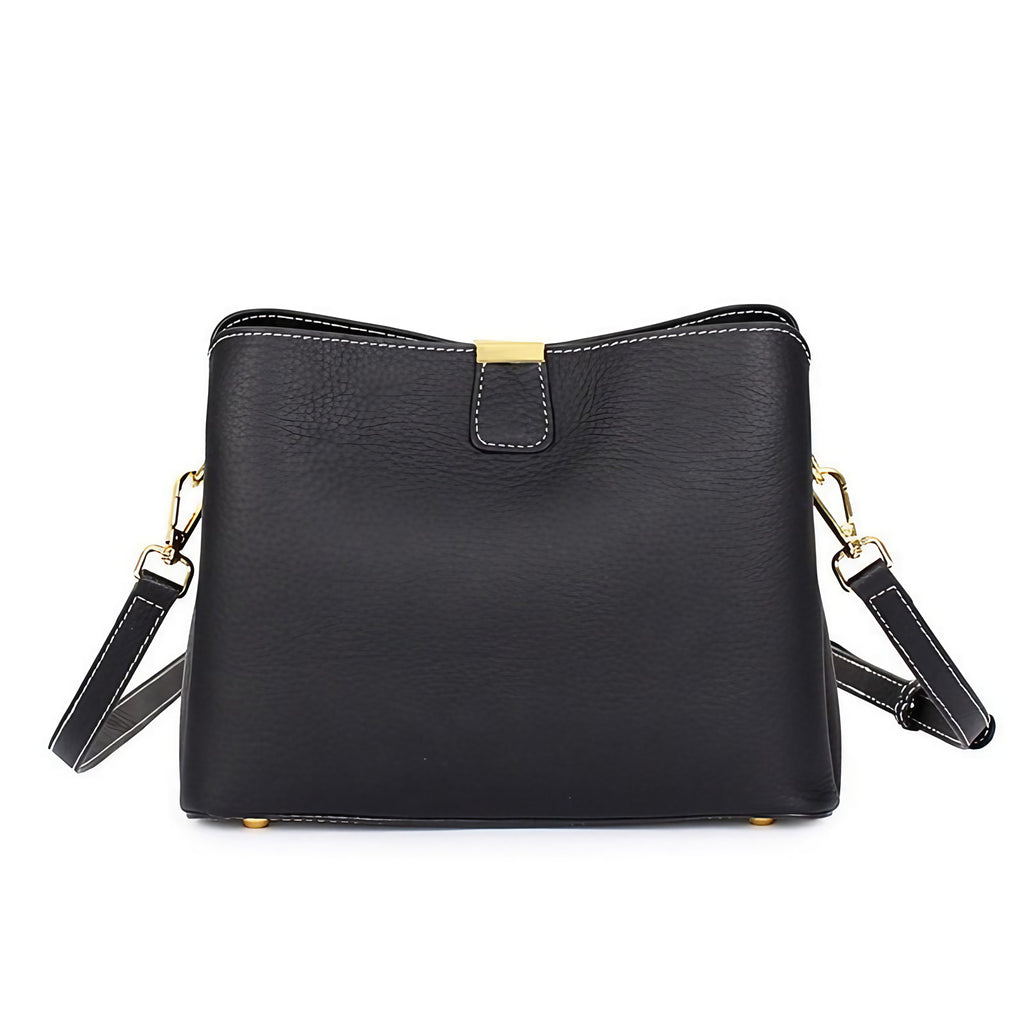 Sac bandoulière femme en cuir zippé, six coloris, noir