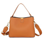 Sac bandoulière femme en cuir zippé, six coloris, caramel