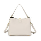 Sac bandoulière femme en cuir zippé, six coloris, blanc
