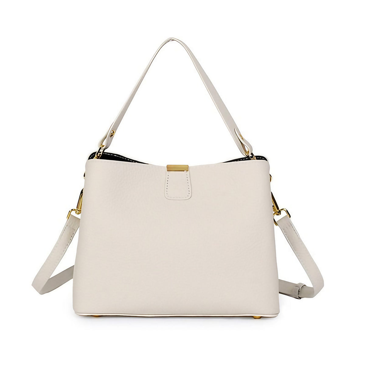 Sac bandoulière femme en cuir zippé, six coloris, blanc