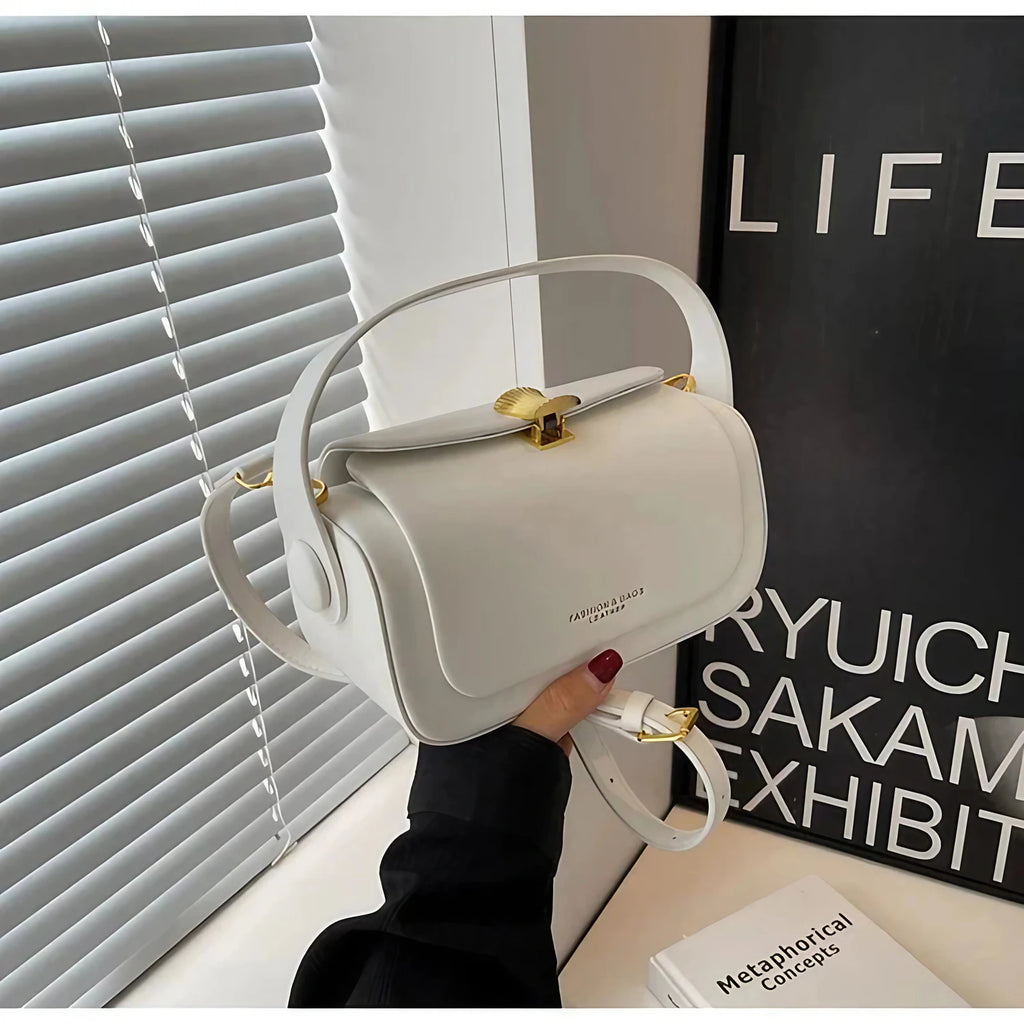 Sac à main bandoulière femme en similicuir, quatre coloris, beige