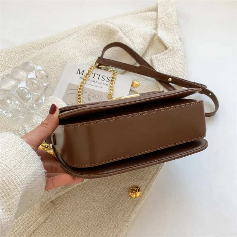 Sac bandoulière carré femme en toile, chaîne dorée amovible