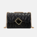Petit sac bandoulière noir à fermoir doré, 20 x 13 cm, noir