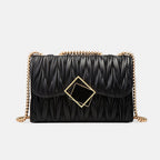 Petit sac bandoulière noir à fermoir doré, 20 x 13 cm, noir