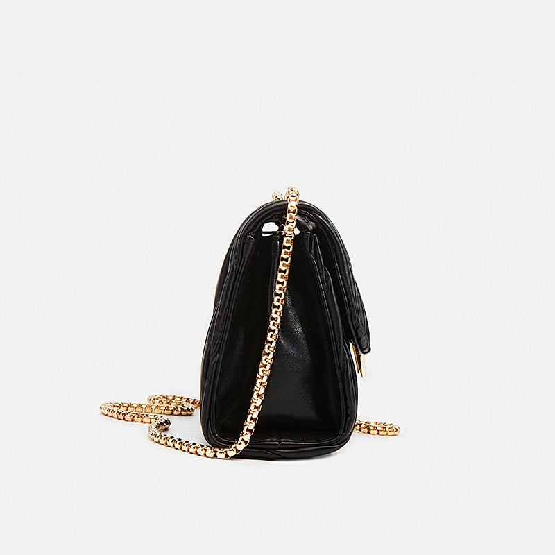 Petit sac bandoulière noir à fermoir doré, 20 x 13 cm