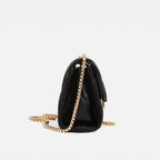 Petit sac bandoulière noir à fermoir doré, 20 x 13 cm