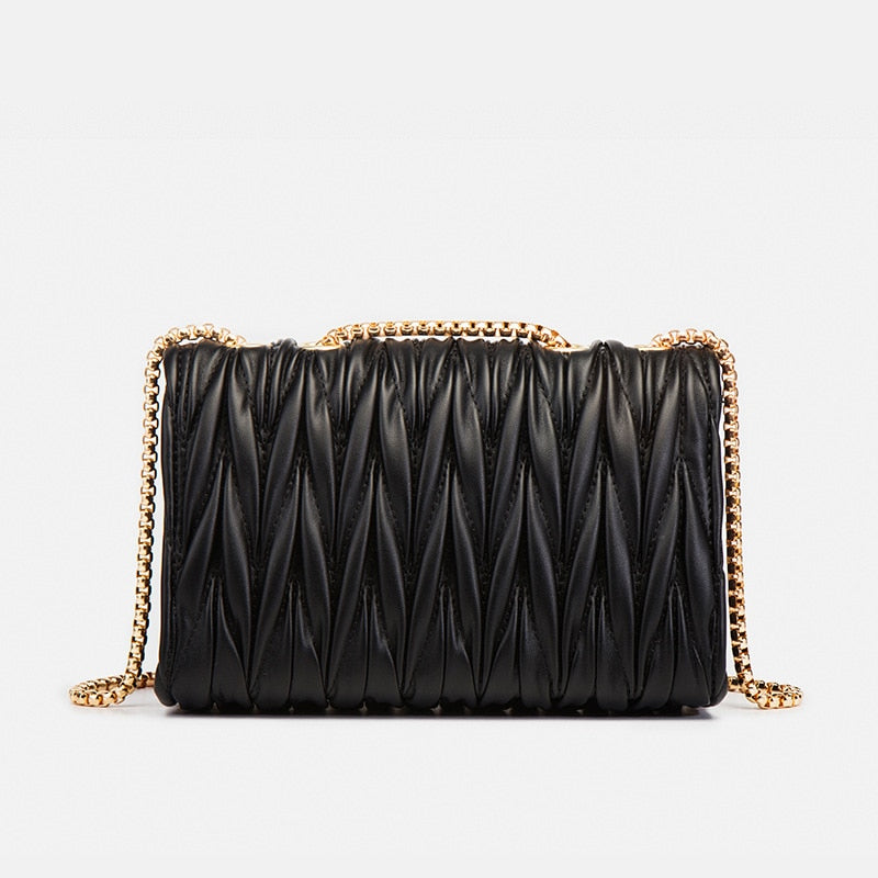 Petit sac bandoulière noir à fermoir doré, 20 x 13 cm