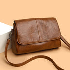 Petit sac bandoulière femme à rabat en similicuir, 15 x 23 cm, marron